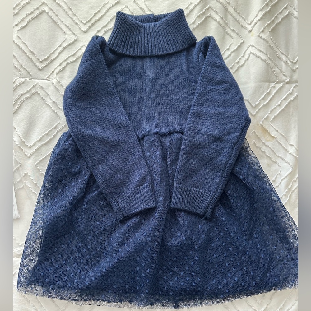 Janie and Jack Navy Turtleneck Knit Dress